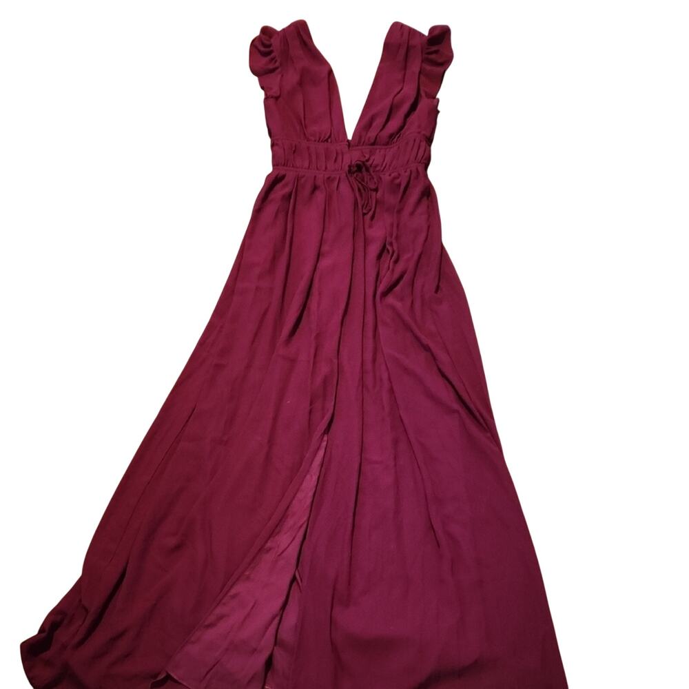 Lulu's Burgundy Ruffle Strap Maxi Dress